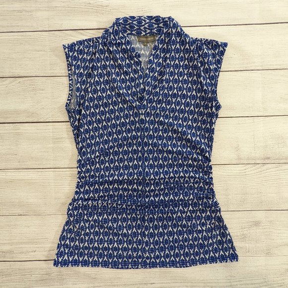 Vince Camuto Blue and White Print Blouse S - Picture 1 of 5